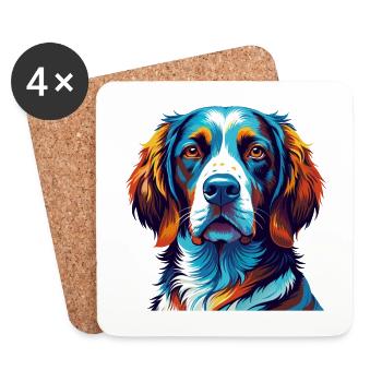 Portuguese Pointer Dog Breed Cartoon Kawaii - Coasters (set of 4) - white - Front