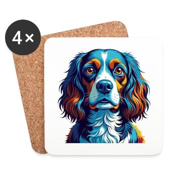 Pont Audemer Epagneul Chien Race Dessin Animé Kawaii - Dessous de verre (lot de 4) - blanc - Devant