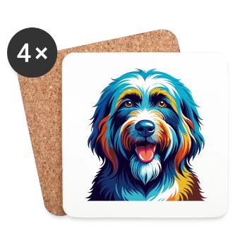 Chien de berger des plaines polonais race dessin animé Kawaii - Dessous de verre (lot de 4) - blanc - Devant