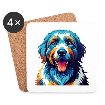 Polish Sheepdog Breed Cartoon Kawaii - Coasters (set of 4) - white - Front