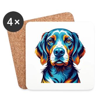 Chien de chasse polonais Chien race Dessin animé Kawaii - Dessous de verre (lot de 4) - blanc - Devant