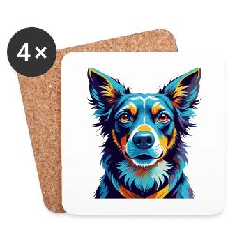 Ratonero Valenciano Dog Breed Cartoon Kawaii - Coasters (set of 4) - white - Front