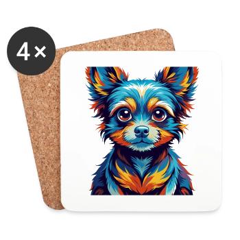 Jouet Russe Chien Race Coloré Dessin Animé Kawaii - Dessous de verre (lot de 4) - blanc - Devant