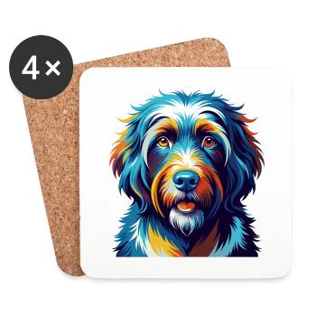 Schapendoes Race Chien Coloré Dessin Animé Kawaii - Dessous de verre (lot de 4) - blanc - Devant