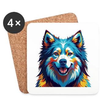 Samoyède Chien Race Coloré Dessin Animé Kawaii - Dessous de verre (lot de 4) - blanc - Devant