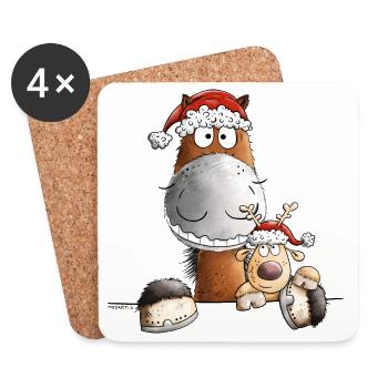 Christmas Horse And Reindeer - Coasters (set of 4) - white - Front