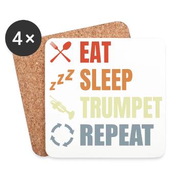 Mangez la trompette du sommeil Répéter - Dessous de verre (lot de 4) - blanc - Devant
