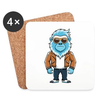 Yeti Lustige Cartoon Kawaii Jacke Sonnenbrille - Untersetzer (4er-Set) - Weiß - Vorne
