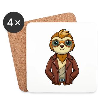 Sloth Funny Cartoon Kawaii Jacket Sunglasses - Coasters (set of 4) - white - Front