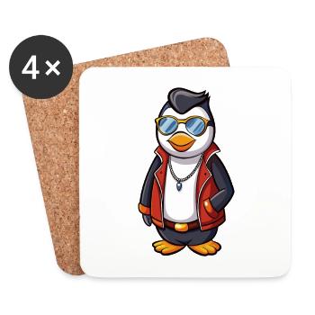Penguin Funny Cartoon Kawaii Jacket Sunglasses - Coasters (set of 4) - white - Front
