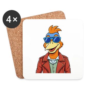 Partridge Funny Cartoon Kawaii Jacket Sunglasses - Coasters (set of 4) - white - Front