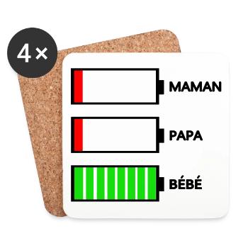 MOM DAD BABY - Coasters (set of 4) - white - Front
