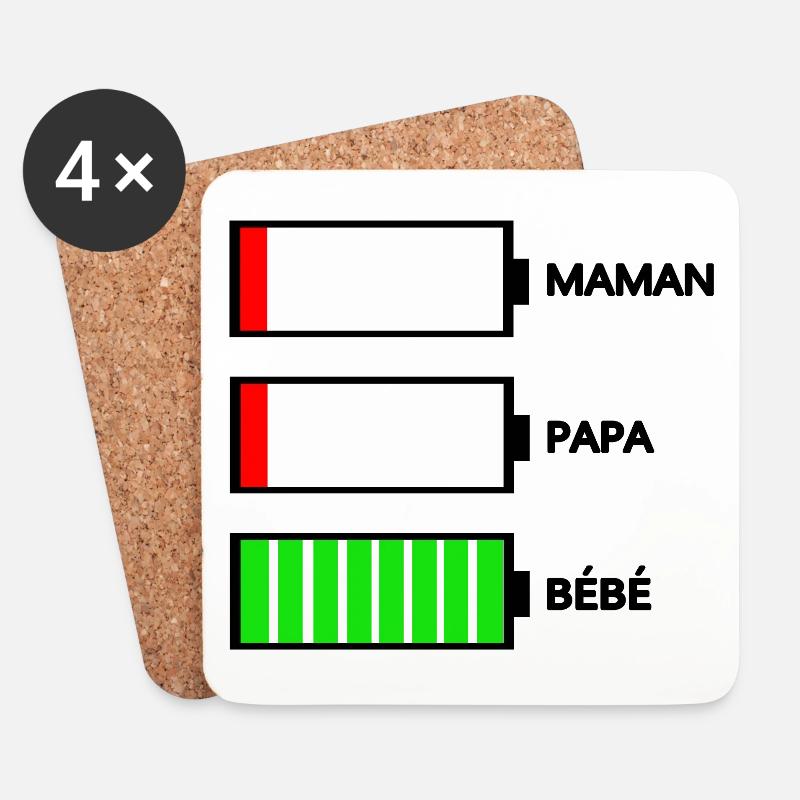 MAMA PAPA BABY - Untersetzer (4er-Set) - Weiß