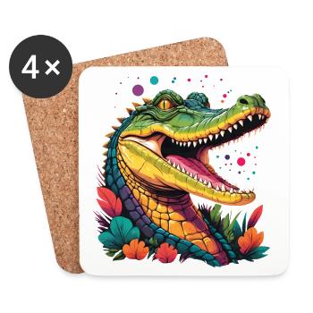 Crocodile Head - Coasters (set of 4) - white - Front