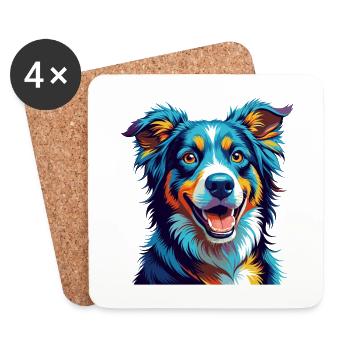 Aidi Dog Breed Colorful Watercolor Cartoon Kawaii - Coasters (set of 4) - white - Front