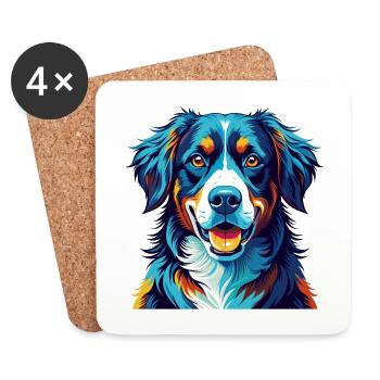 Appenzeller Sennenhund Race de chien Dessin animé Kawaii - Dessous de verre (lot de 4) - blanc - Devant