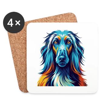 Afghanischer Windhund Hunderasse Bunte Karikatur Kawaii - Untersetzer (4er-Set) - Weiß - Vorne
