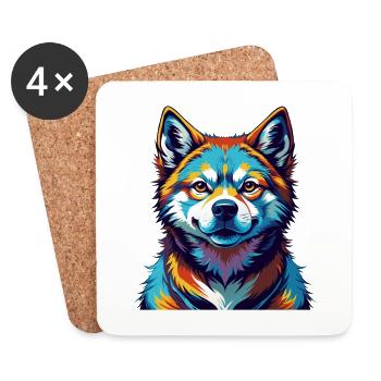 Akita Inu Hunderasse Bunte Karikatur Kawaii - Untersetzer (4er-Set) - Weiß - Vorne