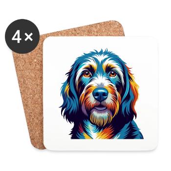 Basset Griffon Vendeen Hunderasse Karikatur Kawaii - Untersetzer (4er-Set) - Weiß - Vorne
