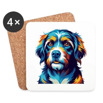 Austrian Brandlbracke Dog Breed Cartoon Kawaii - Coasters (set of 4) - white - Front