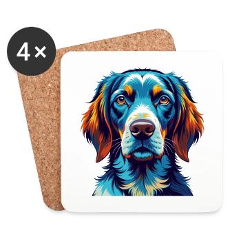 Auvergne Pointing Dog Breed Cartoon Kawaii - Coasters (set of 4) - white - Front