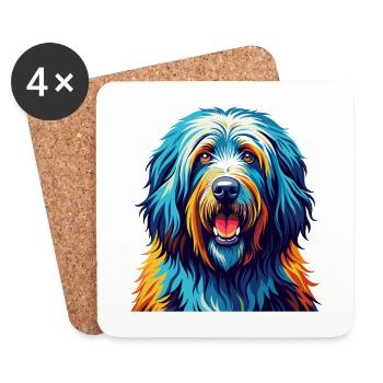 Bergamasco Sheepdog Breed Colorful Cartoon Kawaii - Coasters (set of 4) - white - Front
