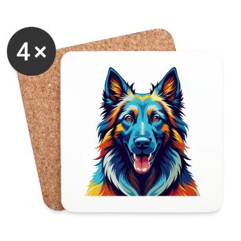 Belgian Tervuren Dog Breed Colorful Cartoon Kawaii - Coasters (set of 4) - white - Front