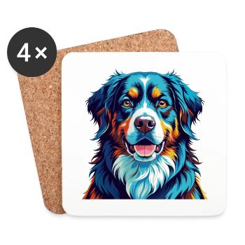 Berner Laufhund Race Chien Coloré Dessin Animé Kawaii - Dessous de verre (lot de 4) - blanc - Devant