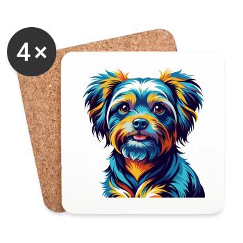 Bichon Yorkie Dog Breed Colorful Cartoon Kawaii - Coasters (set of 4) - white - Front