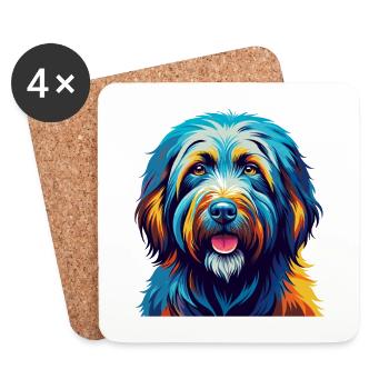 Bergamasco Berger Chien Race Dessin Animé Kawaii - Dessous de verre (lot de 4) - blanc - Devant