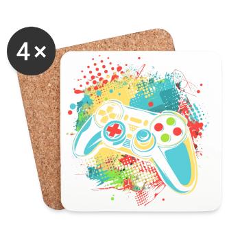 Manette de jeu - Dessous de verre (lot de 4) - blanc - Devant