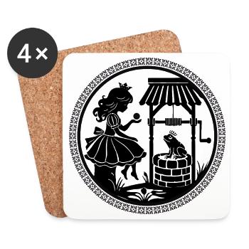 zauberhaftes Silhouette Prinzessin und Froschkönig - Untersetzer (4er-Set) - Weiß - Vorne