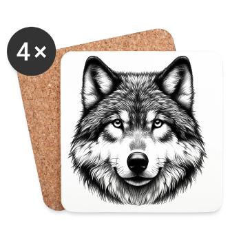 Wolf - Untersetzer (4er-Set) - Weiß - Vorne