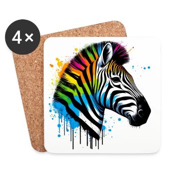 Zebra - Untersetzer (4er-Set) - Weiß - Vorne