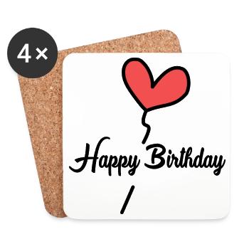 ALLES GUTE ZUM GEBURTSTAG. ALLES GUTE ZUM GEBURTSTAG. JAHRESTAG. - Untersetzer (4er-Set) - Weiß - Vorne