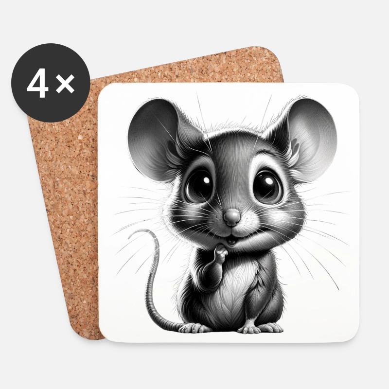 Entzückendes süßes Maus-Design - Untersetzer (4er-Set) - Weiß