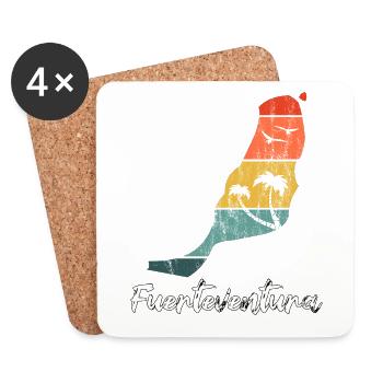 Fuerteventura outline map Canary Islands retro vintage - Coasters (set of 4) - white - Front