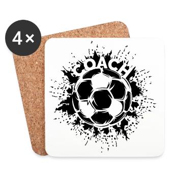 Coach Fußball Explosion Trainerlogo Mannschaft - Untersetzer (4er-Set) - Weiß - Vorne