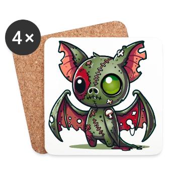 Creepy Zombie Bat for Halloween Fun - Coasters (set of 4) - white - Front