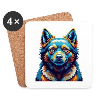 Schipperke Dog Breed Colorful Cartoon Kawaii - Coasters (set of 4) - white - Front