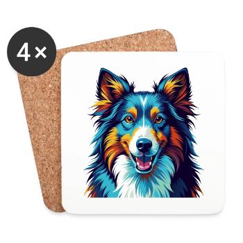 Sheltie Hunderasse Bunte Karikatur Kawaii - Untersetzer (4er-Set) - Weiß - Vorne