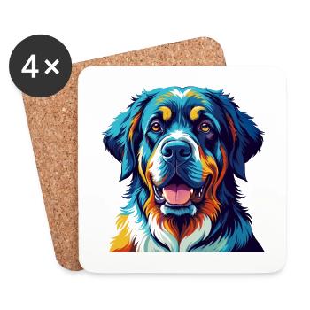 Spanische Dogge Hunderasse Bunte Karikatur Kawaii - Untersetzer (4er-Set) - Weiß - Vorne