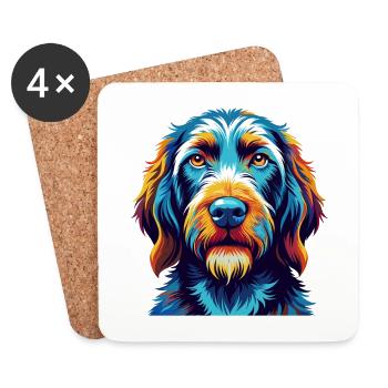 Spinone Italiano Dog Breed Colorful Cartoon Kawaii - Coasters (set of 4) - white - Front