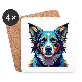 Slovensky Cuvac Chien Race Coloré Dessin Animé Kawaii - Dessous de verre (lot de 4) - blanc - Devant