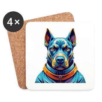Thai Ridgeback Chien Race Coloré Dessin Animé Kawaii - Dessous de verre (lot de 4) - blanc - Devant