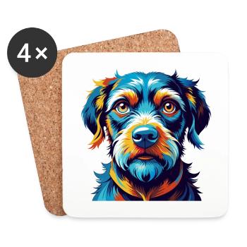 Stephens Cur Chien Race Coloré Dessin Animé Kawaii - Dessous de verre (lot de 4) - blanc - Devant