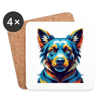 Tosa Chien Race Coloré Aquarelle Dessin Animé Kawaii - Dessous de verre (lot de 4) - blanc - Devant