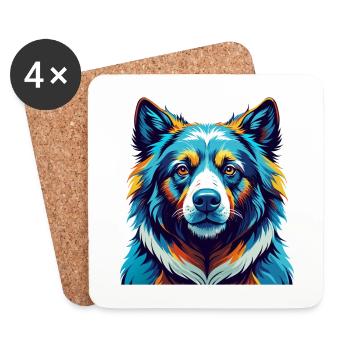 Tahltan Ours Chien Race Coloré Dessin Animé Kawaii - Dessous de verre (lot de 4) - blanc - Devant