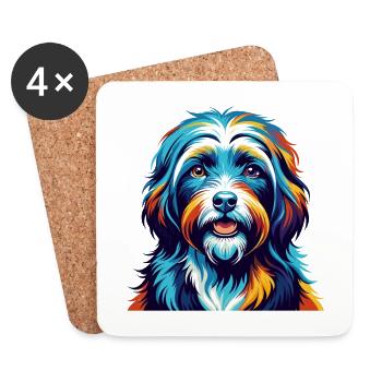 Tibetan Terrier Dog Breed Colorful Cartoon Kawaii - Coasters (set of 4) - white - Front