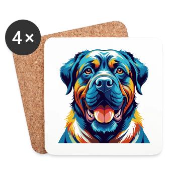 Transmontano Mastiff Hunderasse Karikatur Kawaii - Untersetzer (4er-Set) - Weiß - Vorne